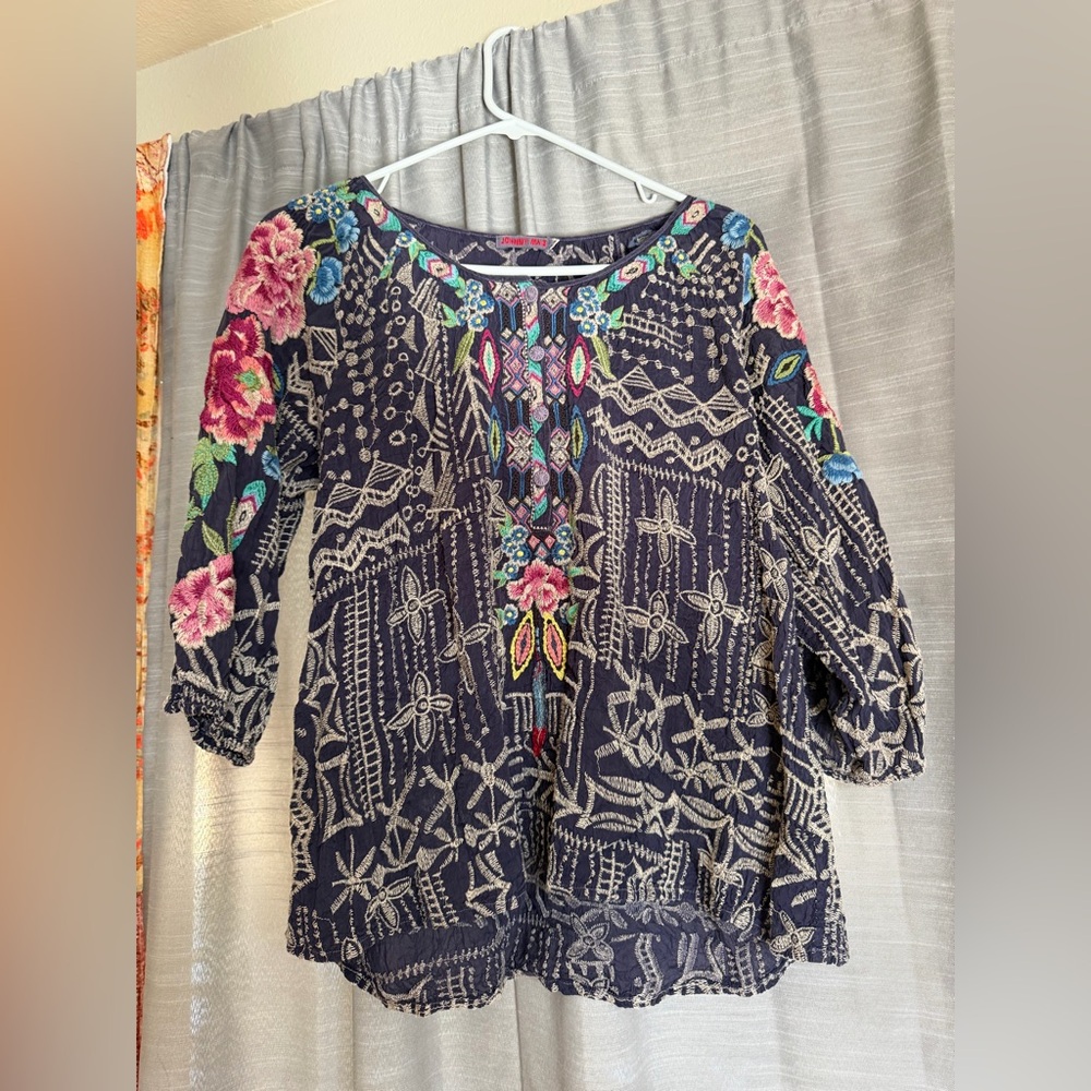 Johnny Was Multicolor Embroidered Blouse Size Extra Skall